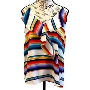 Rainbow Stripe Ruffle Halter Top‎ | Cake | Large | NWOT | SKU160